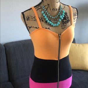 Orange/Black/Hot pink summer dress